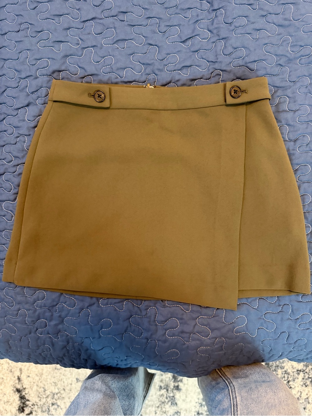 Aritzia Olive Wrap-Style Mini Skirt